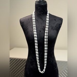 Vintage Unsigned 23” long, 3 Strand White Bead Necklace